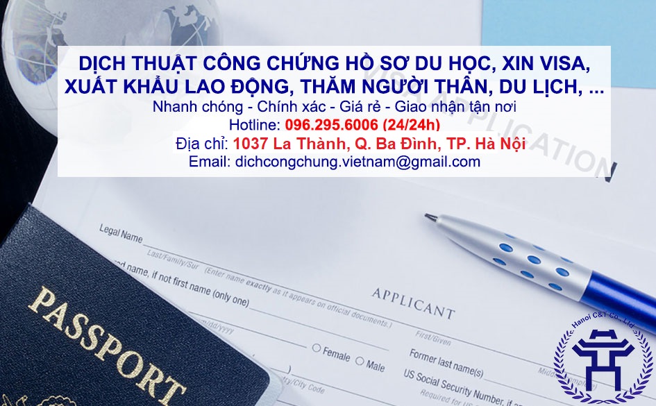 dịch thuật công chứng hồ sơ du học, xin VISA, xuất khẩu lao động lấy nhanh giá rẻ tại Hà Nội sao y bản chính chứng thực bản sao nhanh giá rẻ
